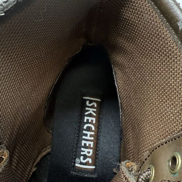 Skechers Logger Boots Womens 6.5 Brown Leather Chunky Heel Y2K Biker 47808 - Picture 12 of 16